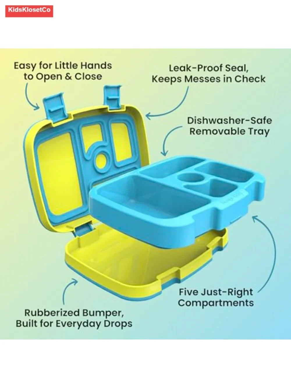 Leak-Proof Bento Lunch Box for Kids Ages 3-7, Dishwasher Safe, BPA-Free